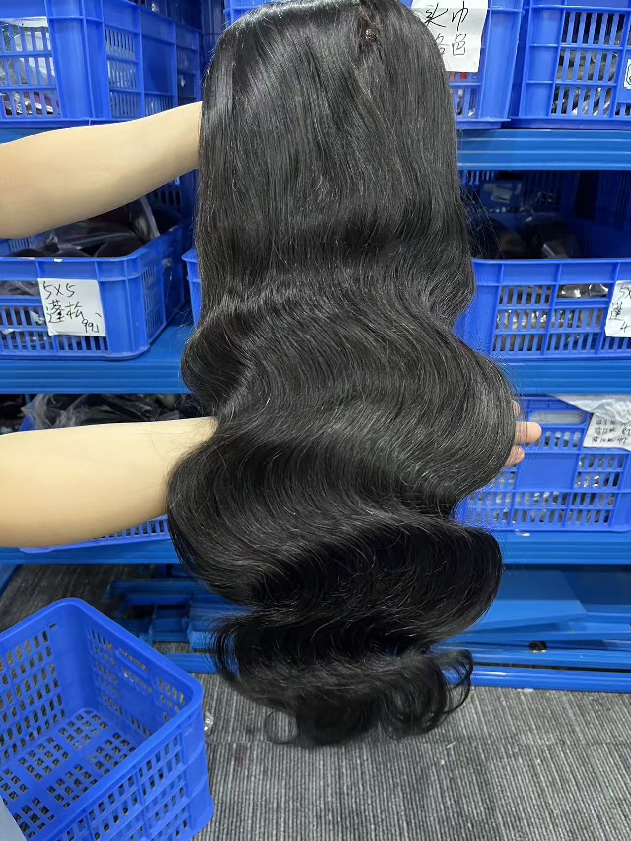 Top virgin Hair 13*4 Body Wave #1B Transparent Lace Pre-made wig