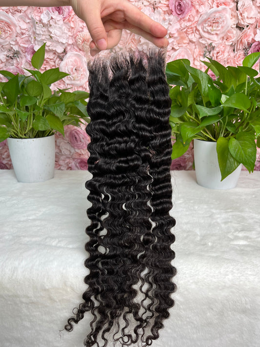 Top Virgin Burmese Curly HD /Transparent Lace Closure  #1B