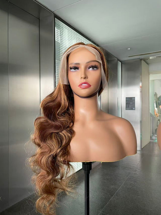 #4/27 Highlight Body Wave Brazilian Hair 13X4 Transparent  Lace wig 180%