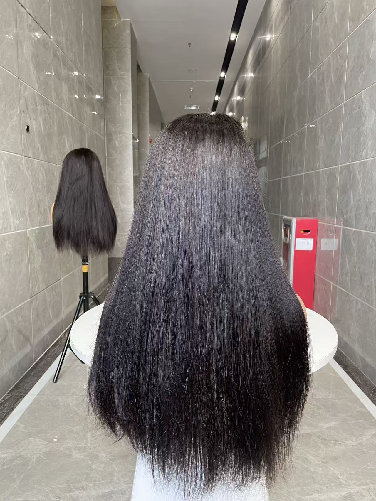 Top Burmese Virgin Hair 13x4 13x6 HD Frontal Wig Straight #1B