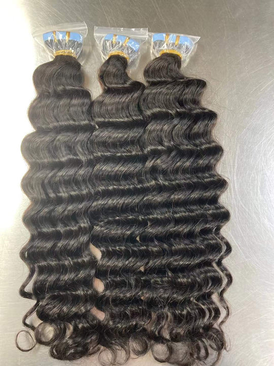 Deep Wave Hair Tape in Hair Extention #1B
