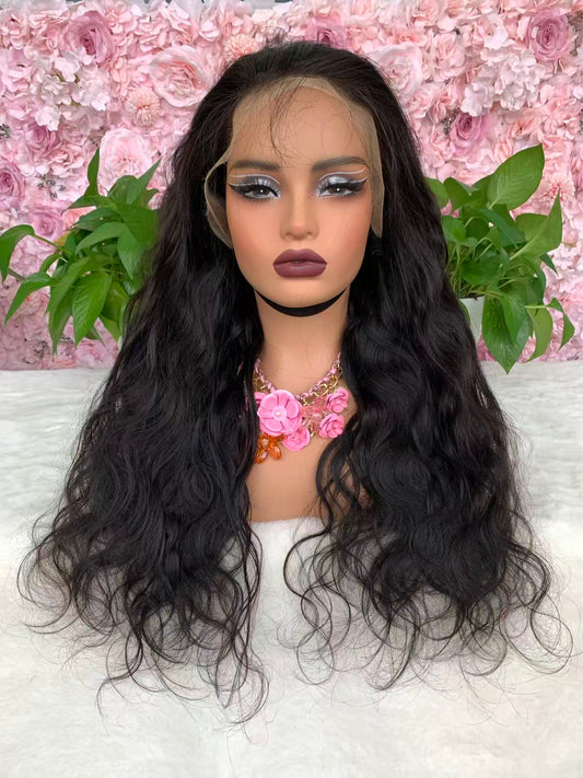 Top Burmese Virgin Hair 13x4 13x6 HD Frontal Wig Natural Wave  #1B