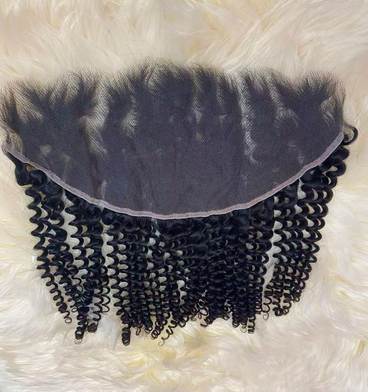 Top Virgin Kinky Curly HD /Transparent Lace Frontal #1B