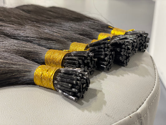 Indian Hair I-TlP Extentions Silk Straight #1B 100 grams/100 pieces