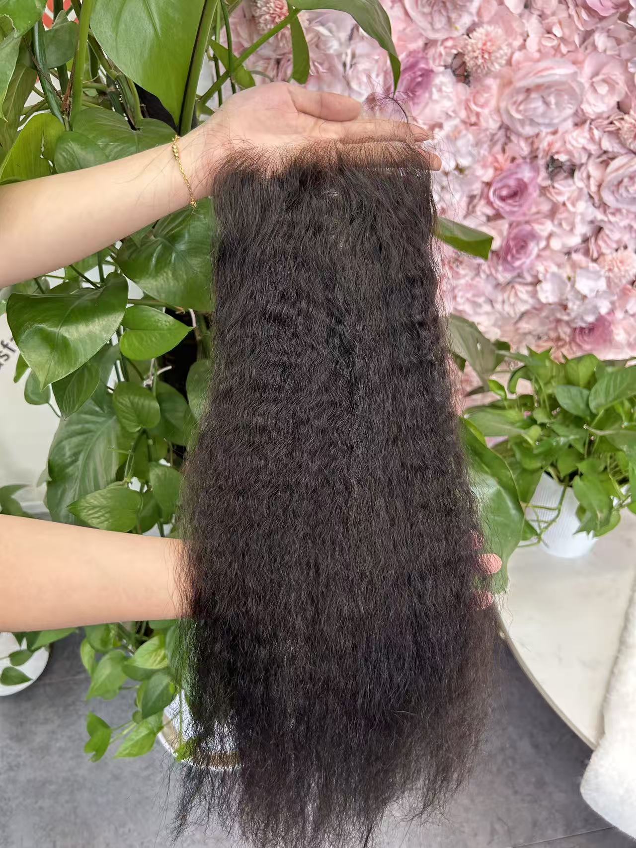 Top Virgin Kinky Straight HD /Transparent Lace Closure #1B