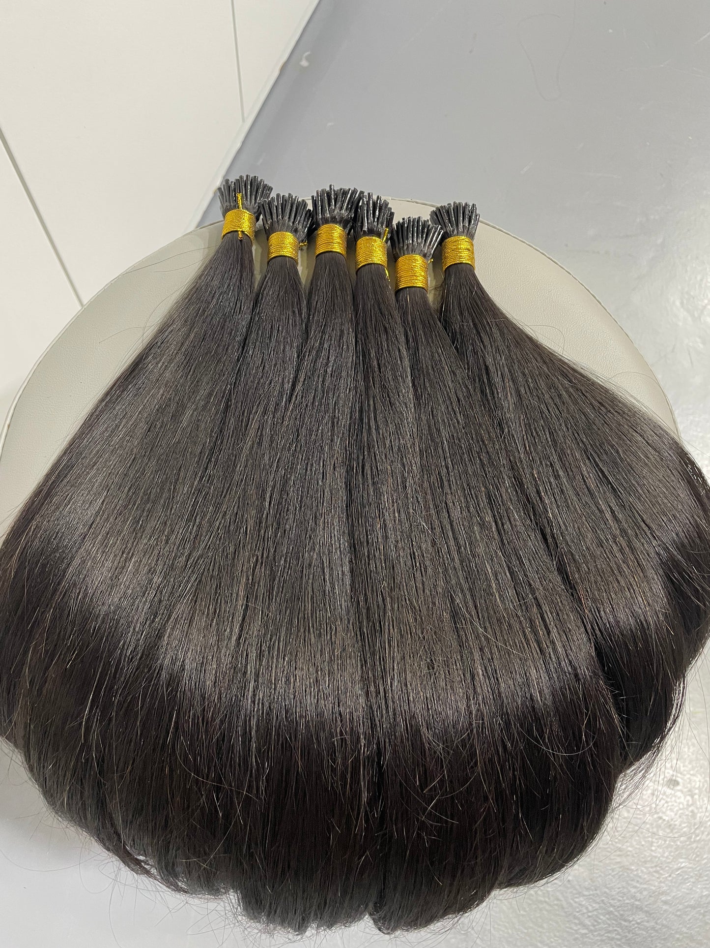 Indian Hair I-TlP Extentions Silk Straight #1B 100 grams/100 pieces