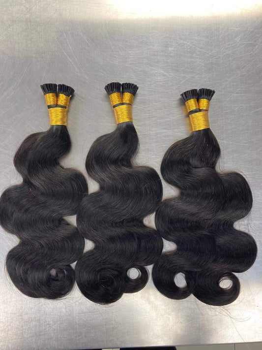 Indian Hair I-TlP Extentions Silk Body Wave #1B 100 grams/100 pieces