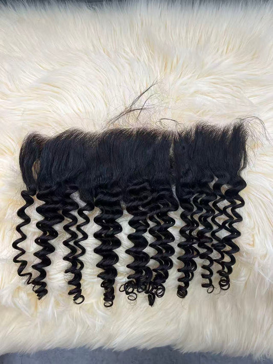 Top Virgin Deep Wave HD /Transparent Lace Frontal  #1B