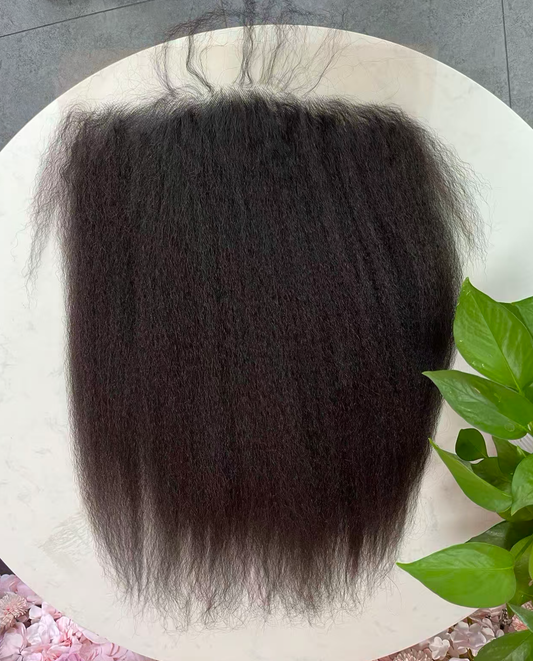 Top Virgin Kinky Straight HD /Transparent Lace Frontal  #1B