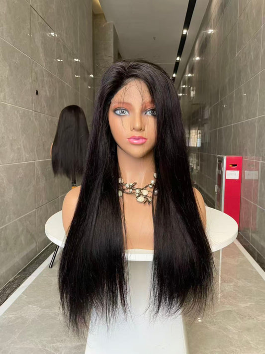 Top Burmese Virgin Hair 2x6 4x4 5x5 6X6 7X7 HD Closure Wig Straight #1B