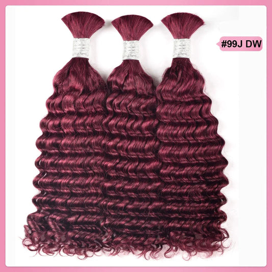 #99J Burgundy Deep Wave Hair Bulk