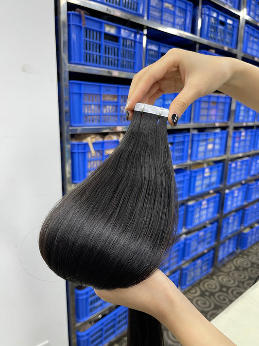 Straight Hair Tape in Hair Extention #1B