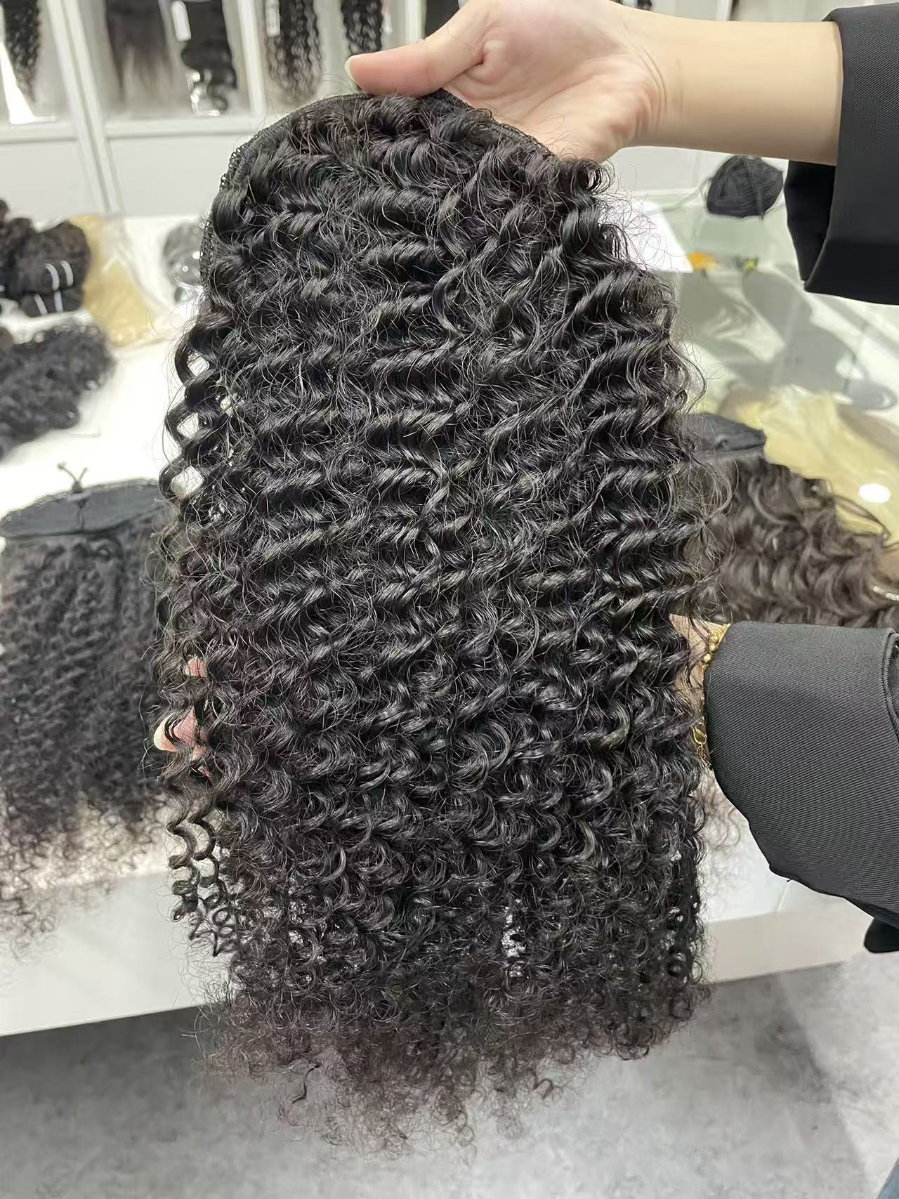 Top virgin Ponytail #1B -Deep Wave