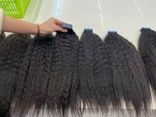 Kinky Straight Hair Tape in Hair Extention #1B