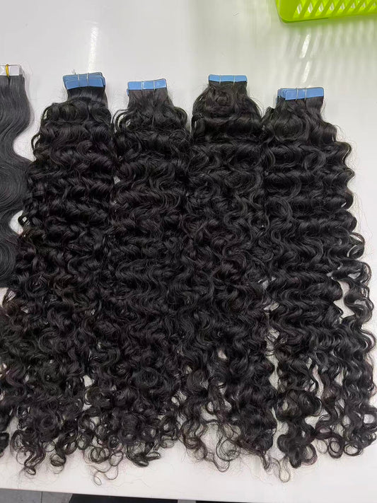 Italian Curly Hair Tape in Hair Extention #1B