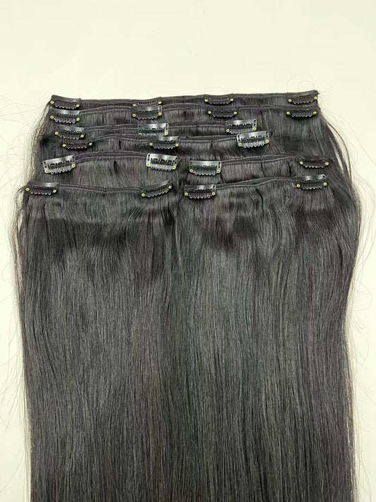 Top Virgin classic Clip in Extension #1B-Straight