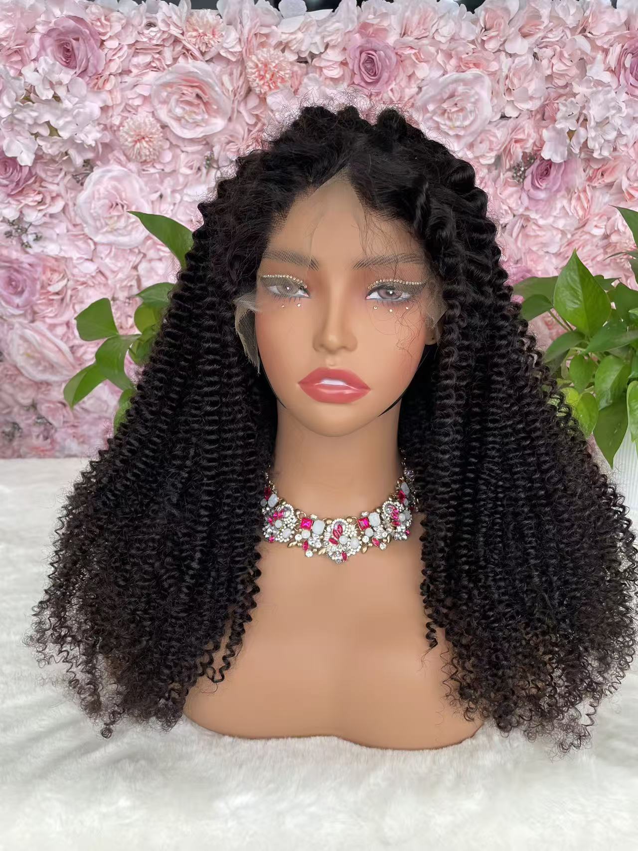 Top Burmese Virgin Hair 13x4 13x6 HD Frontal Wig Kinky Curly  #1B
