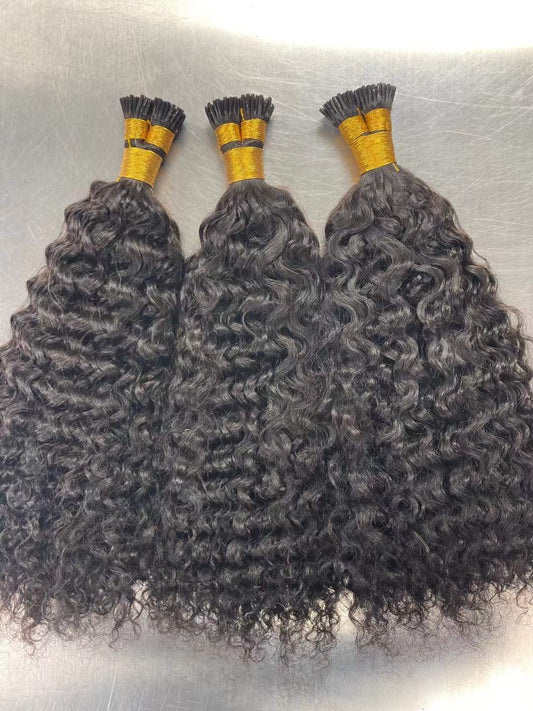 Indian Hair I-TlP Extentions Silk Italian Curly Curly #1B 100grams/100 pieces