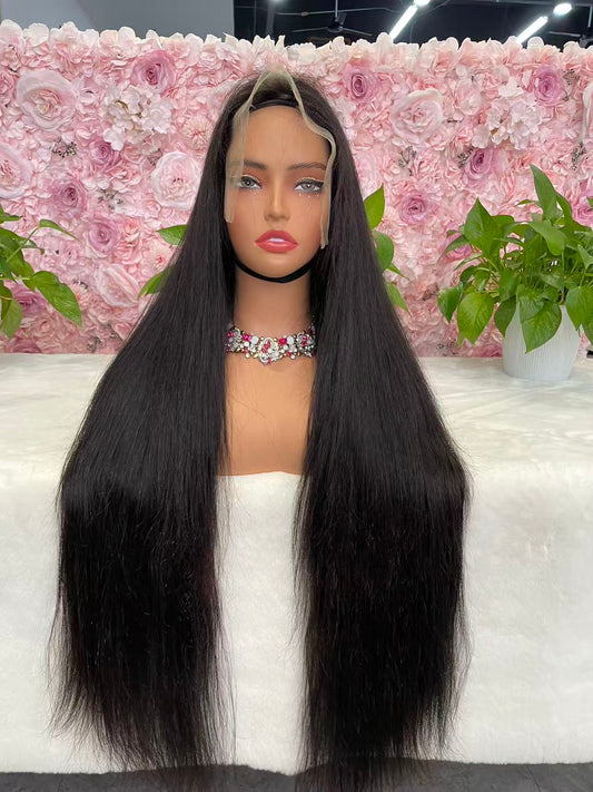 Top Burmese Virgin Hair 13x4 13x6 HD Frontal Wig Straight #1B