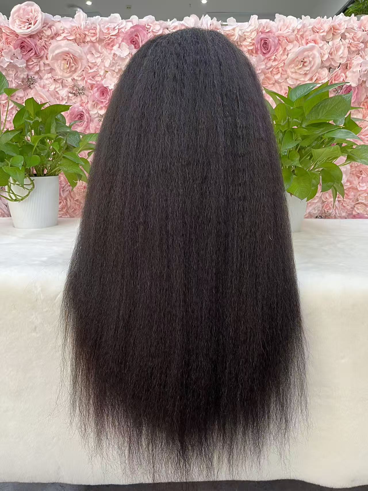 Top Burmese Virgin Hair 13x4 13x6 HD Frontal Wig Yaki Straight  #1B
