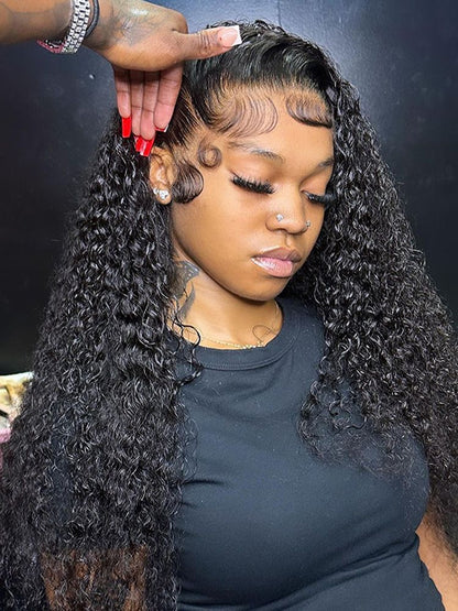Top Virgin Italian Curly HD /Transparent Lace Closure  #1B
