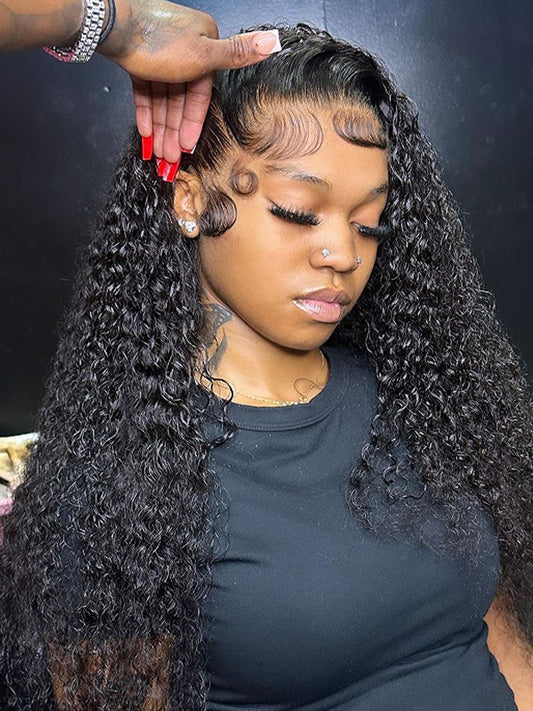 Top Virgin Italian Curly HD /Transparent Lace Closure  #1B