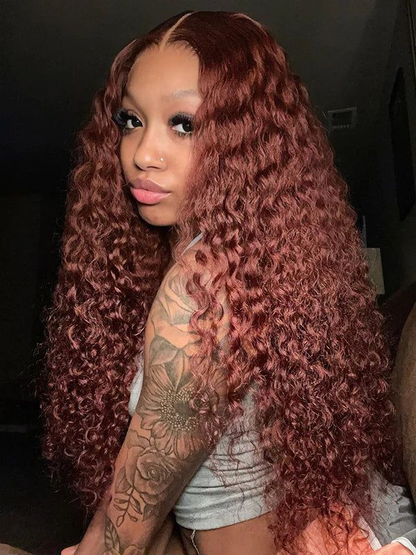 #33  Deep Wave Hair 13X4 Transparent Lace wig 180%