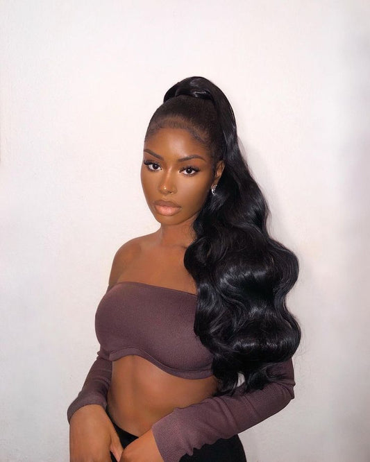 Top virgin Ponytail #1B -Body Wave