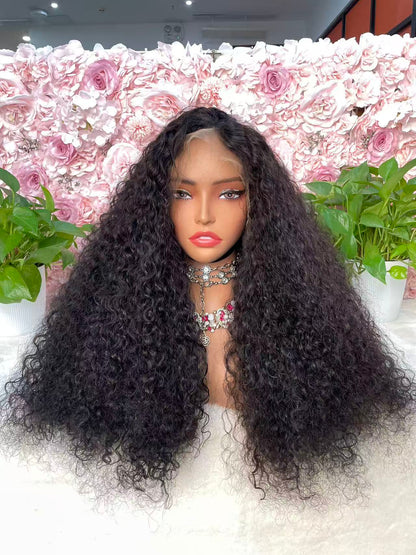Top Burmese Virgin Hair 13x4 13x6 HD Frontal Wig Burmese Curly  #1B