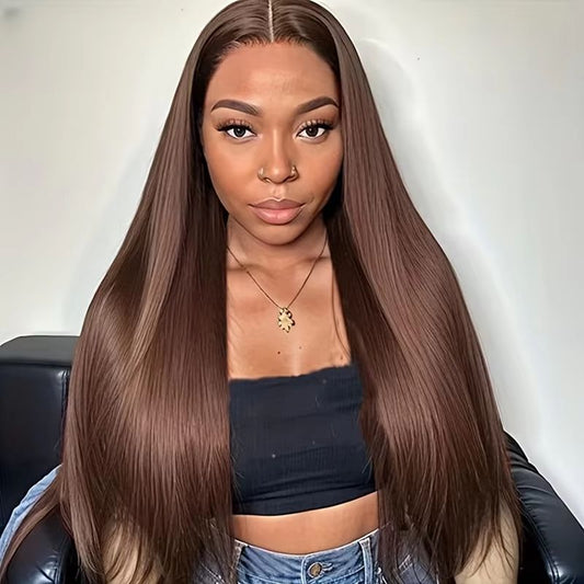 #4 Chocolate straight /BodyWave Brazilian Hair 13X4 Transparent Lace wig 180%