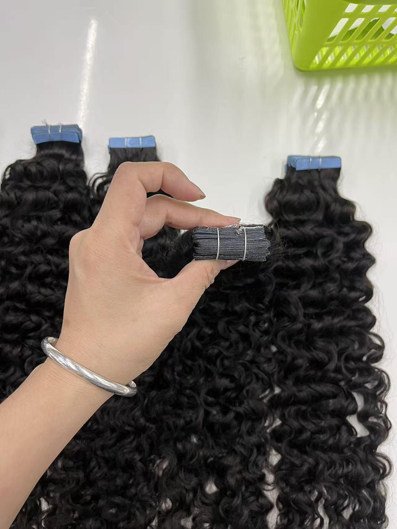 Italian Curly Hair Tape in Hair Extention #1B