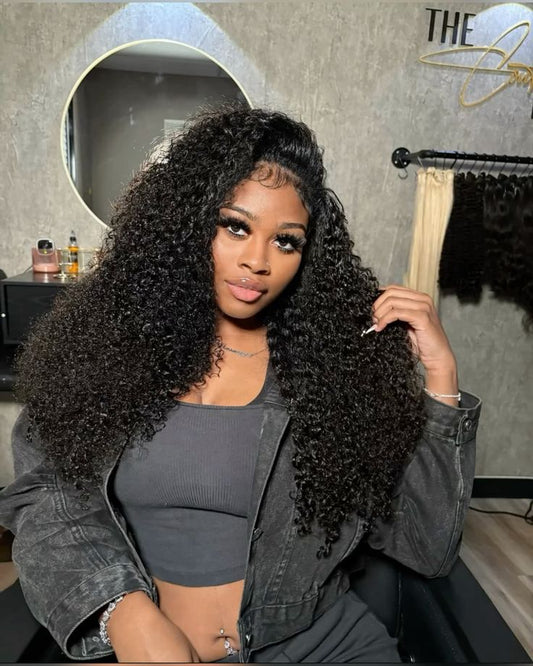 Top Virgin classic Clip in Extension #1B-Italian Curly