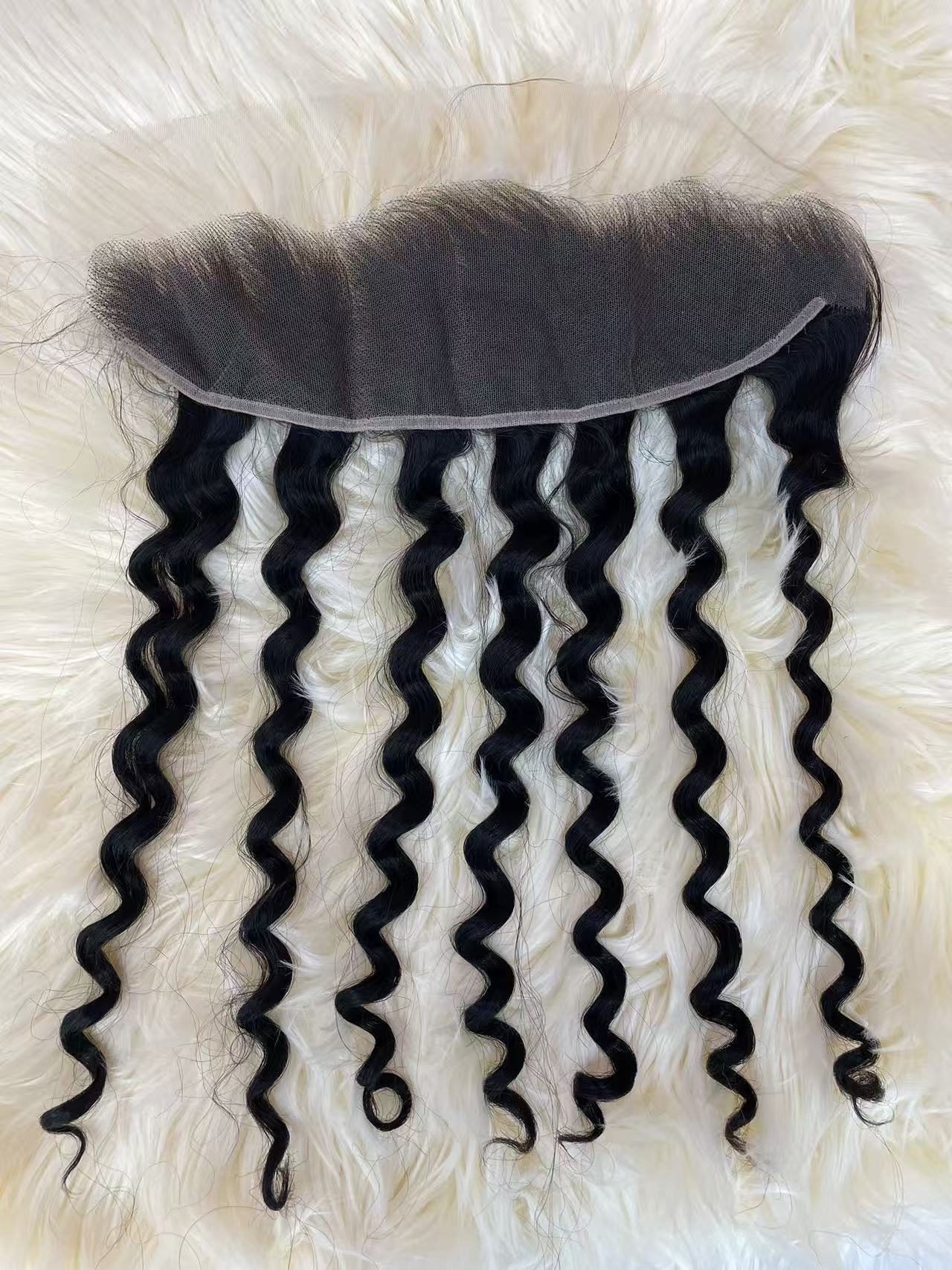 Top Virgin Loose Curly HD /Transparent Lace Frontal  #1B