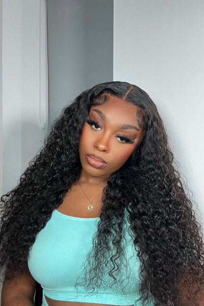 Top Virgin classic Clip in Extension #1B-Deep Wave