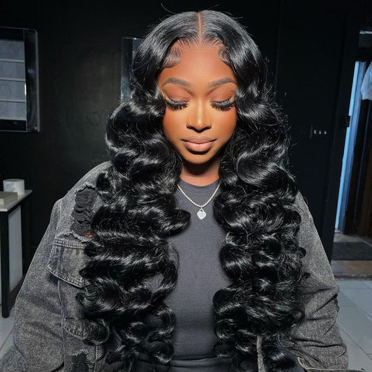 Top Virgin Loose Wave  HD /Transparent Lace Closure  #1B