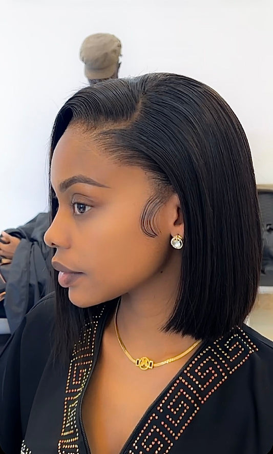 1 3*6 Frontal Transparent Lace Bob Wig Straight 180%-#1B