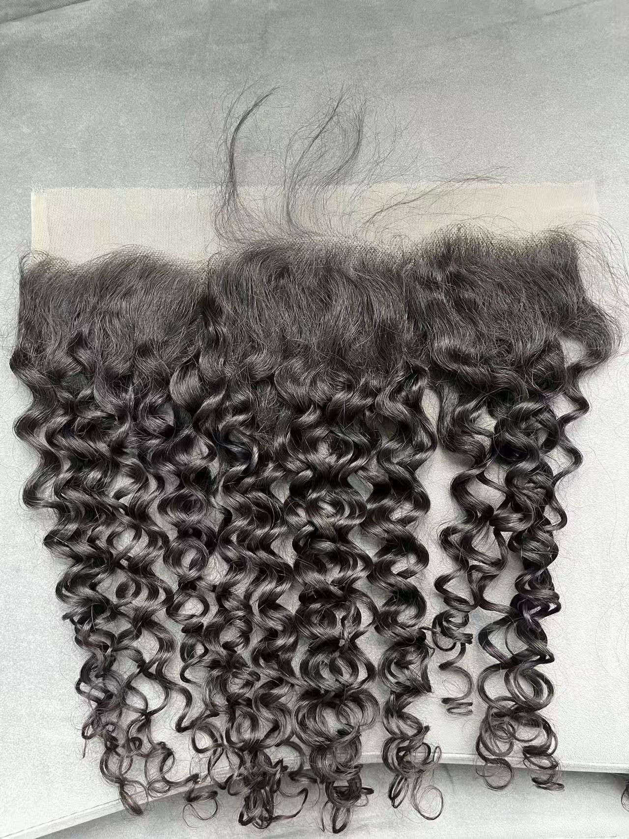 Raw hair Italian Curly HD Lace Frontal #1B