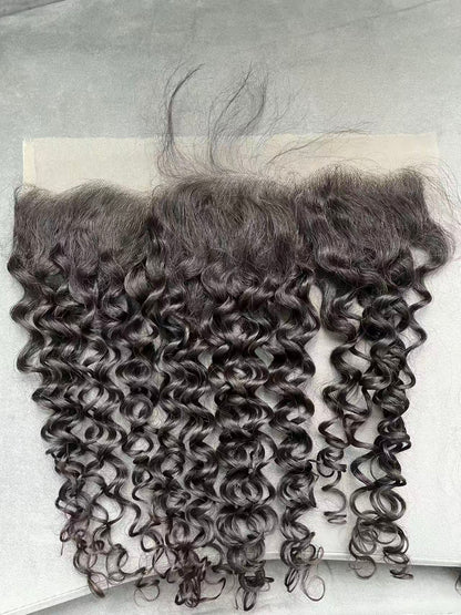 Raw hair Italian Curly HD Lace Frontal #1B