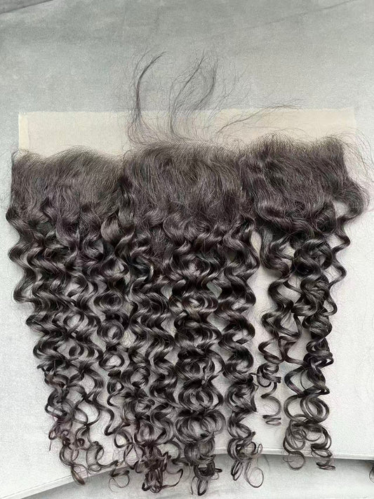 Raw hair Italian Curly HD Lace Frontal #1B