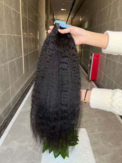 Kinky Straight Hair Tape in Hair Extention #1B