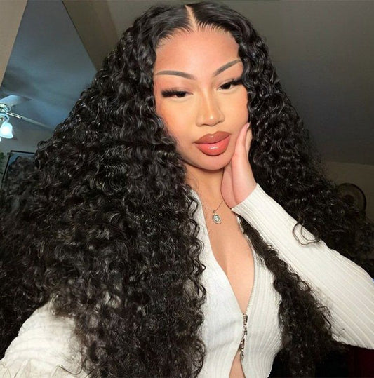 Top virgin Hair 13*4 Deep Wave #1B Transparent Lace Pre-made wig