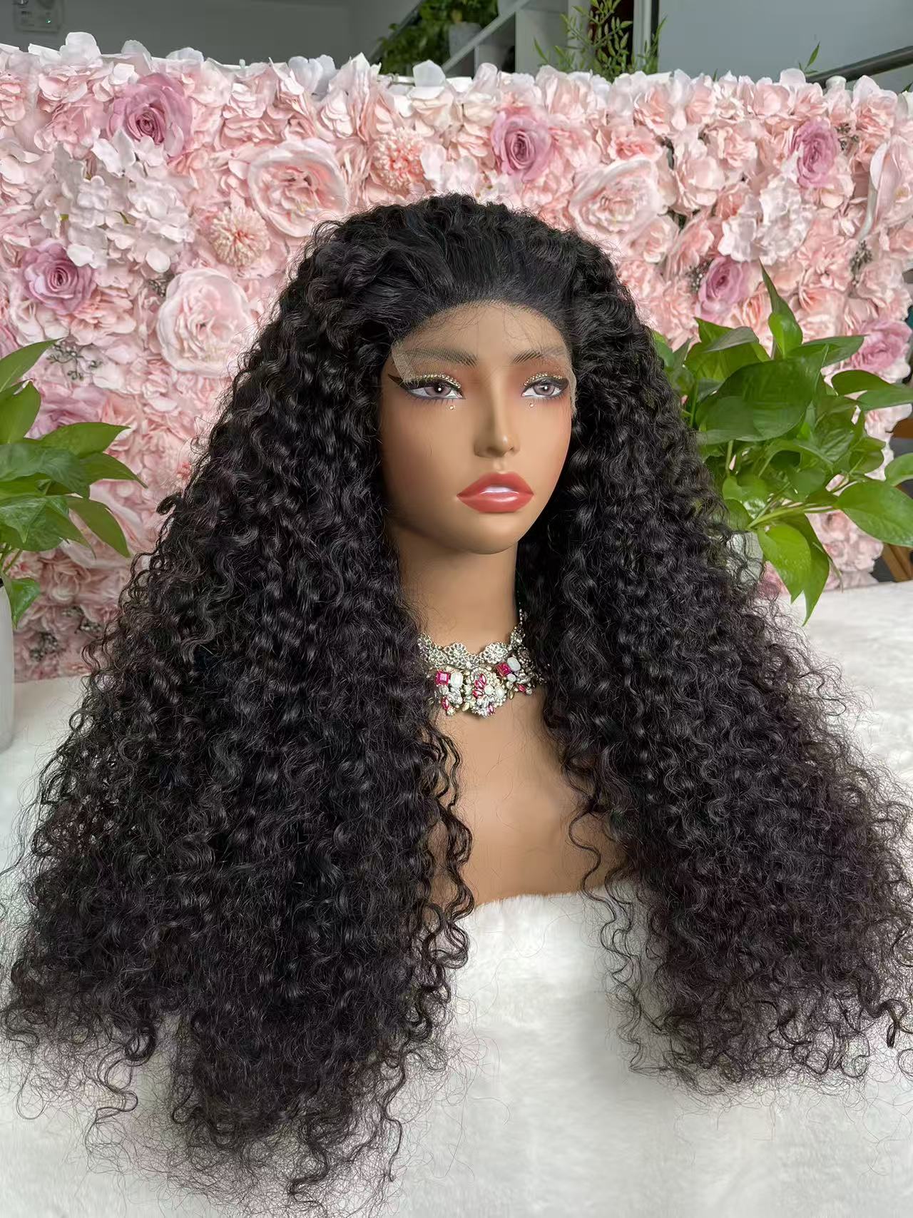 Top Burmese Virgin Hair 2x6 4x4 5x5 6X6 7X7 HD Closure Wig Burmese Curly #1B