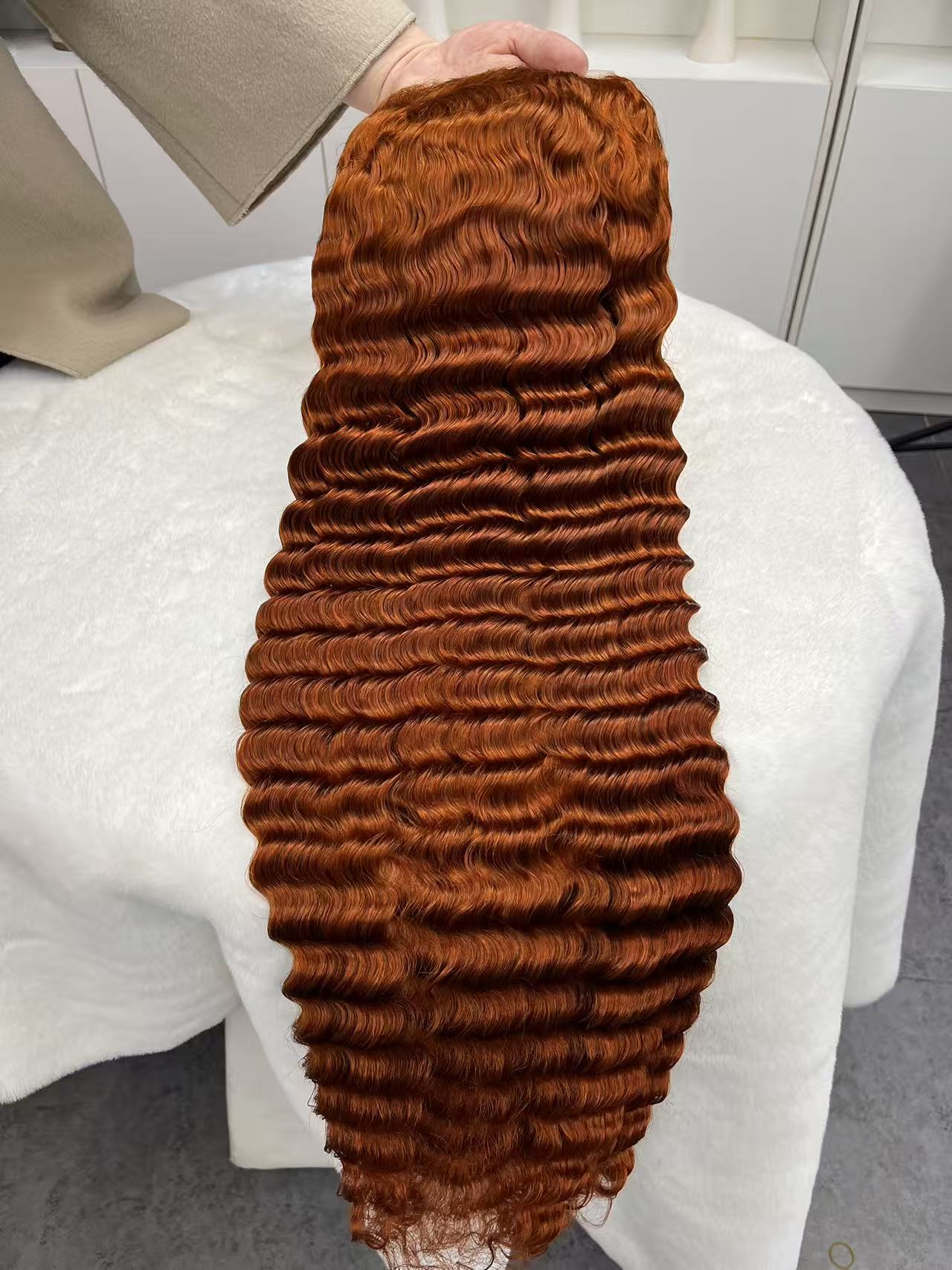 #350 Ginger Deep Wave Brazilian Hair 13X4 Transparent Lace wig 180%