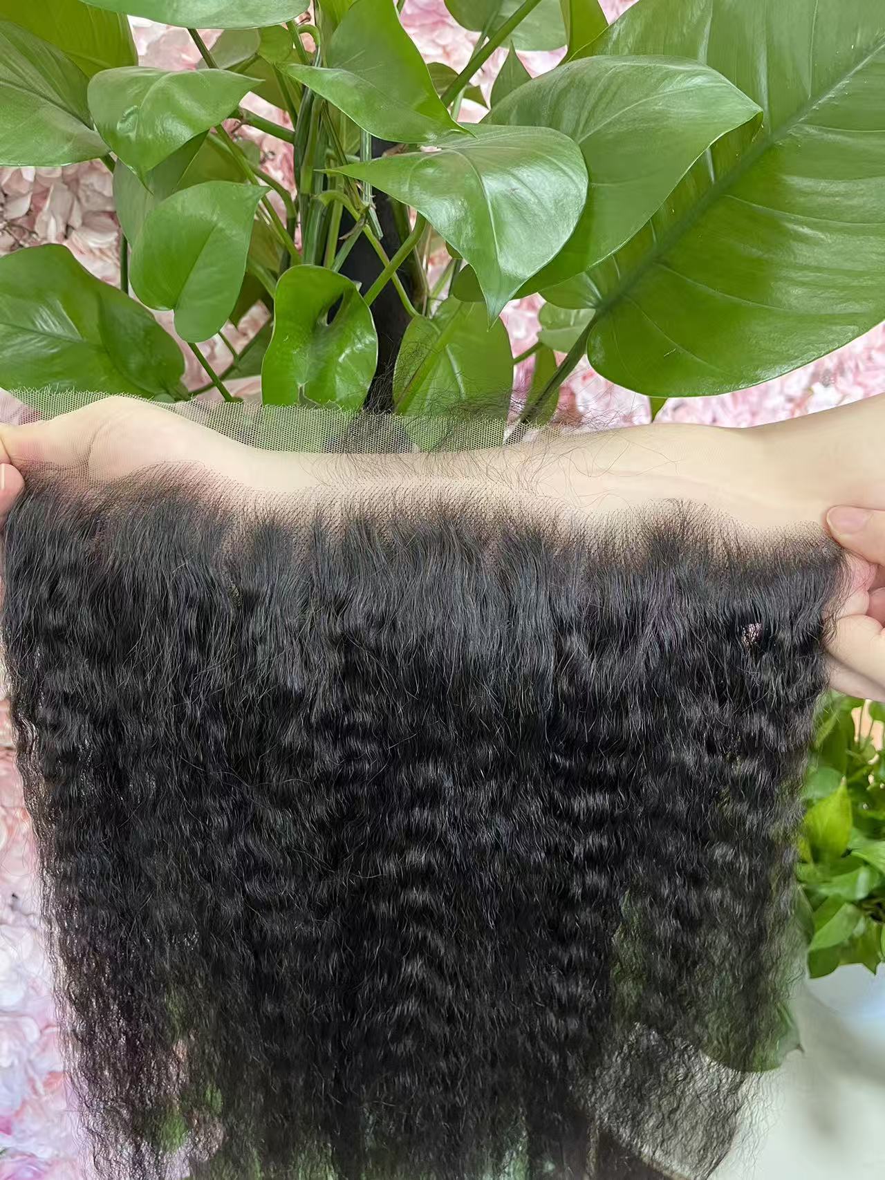 Top Virgin Kinky Straight HD /Transparent Lace Frontal  #1B