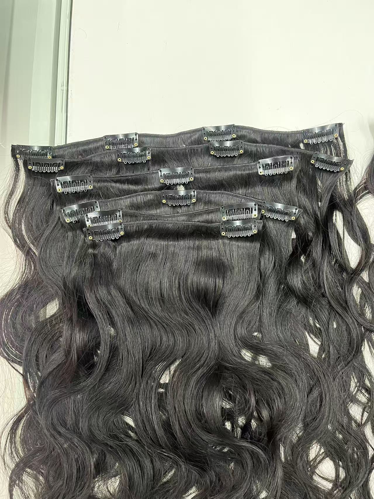 Top Virgin classic Clip in Extension #1B-Body Wave