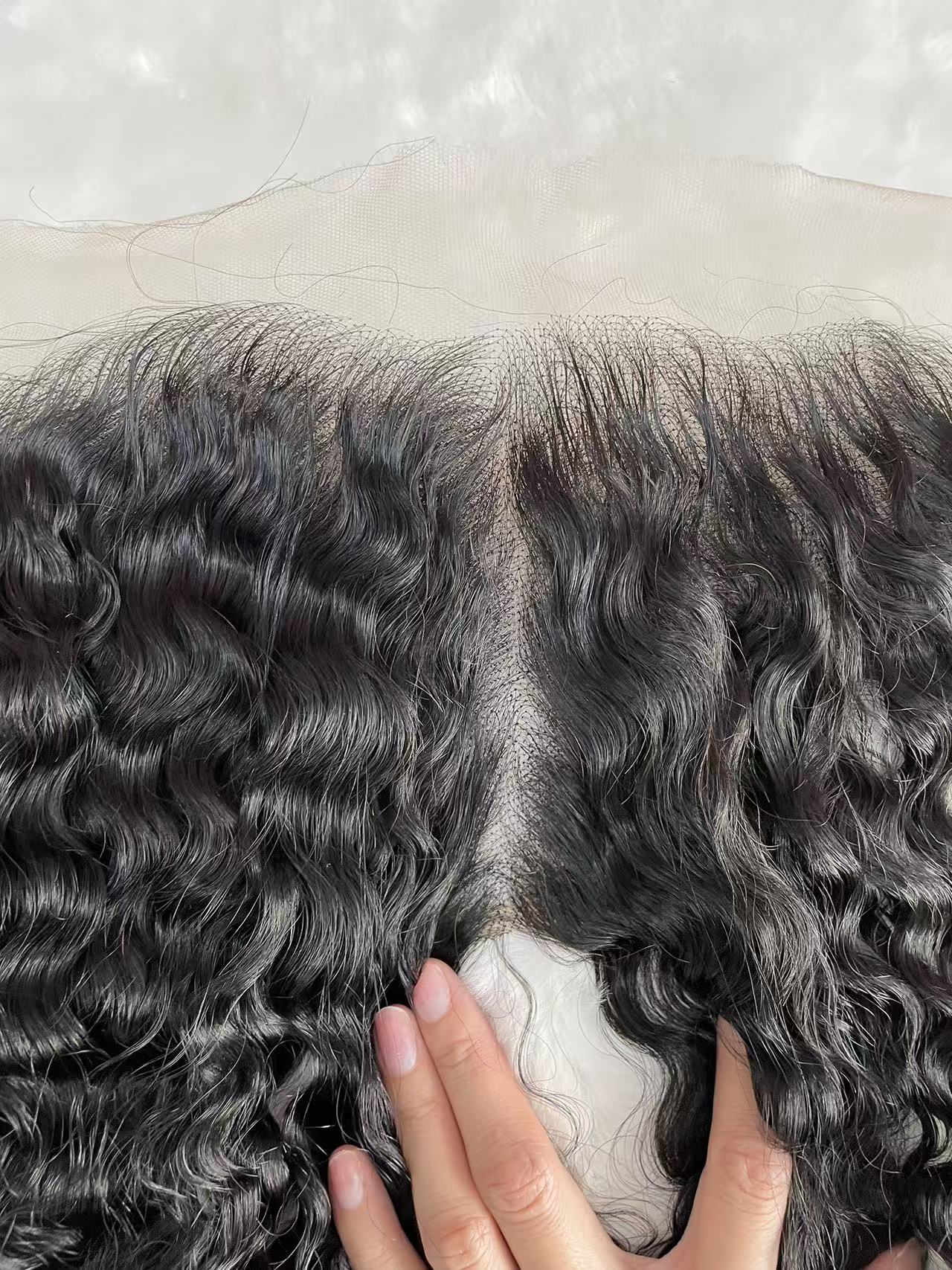 Top Virgin Loose Curly HD /Transparent Lace Frontal  #1B