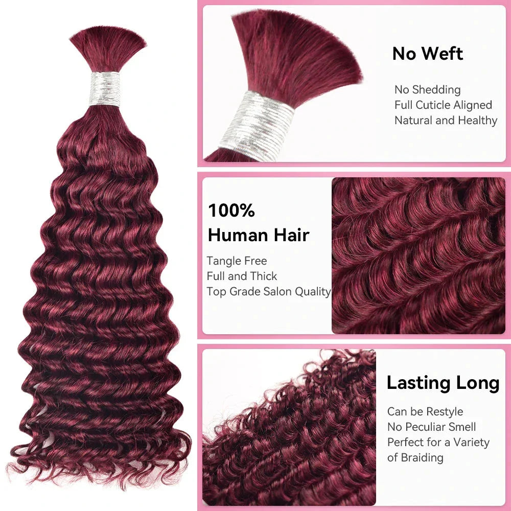 #99J Burgundy Deep Wave Hair Bulk