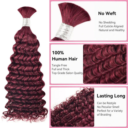 #99J Burgundy Deep Wave Hair Bulk