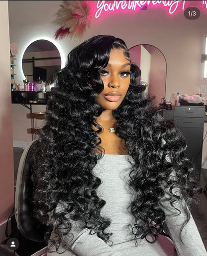 Top Burmese Virgin Hair 2x6 4x4 5x5 6X6 7X7 HD Closure Wig Loose Wave #1B