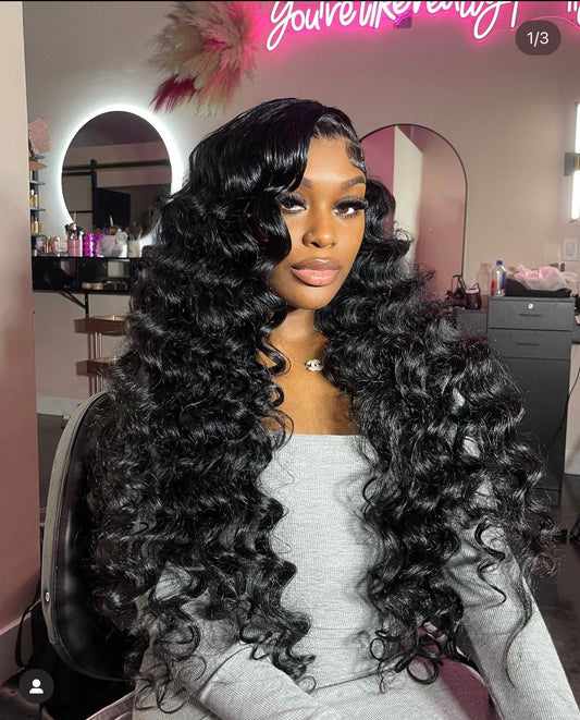 Top Burmese Virgin Hair 2x6 4x4 5x5 6X6 7X7 HD Closure Wig Loose Wave #1B